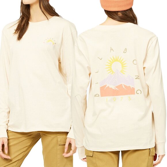 Billabong Tops - billabong | womens white graphic long sleeve surf skate hike outdoor top | sz xl